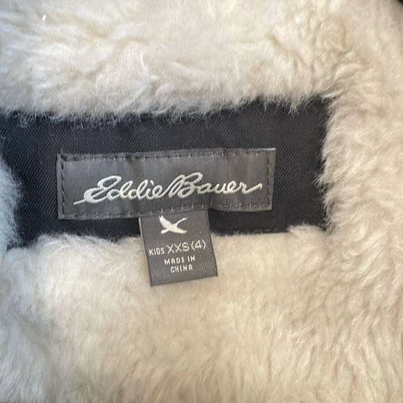 Eddie Bauer Down Coat Black Parka Jacket Faux Fur Trim Hood Waterproof 4 Kids - Picture 6 of 14
